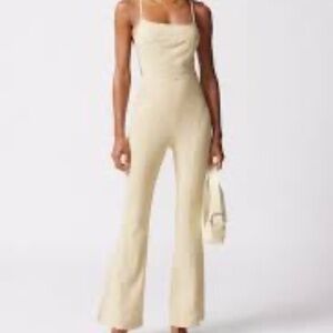 Chandler Linen Strappy-Back Jumpsuit in Cream by Urban Outfitters (M)